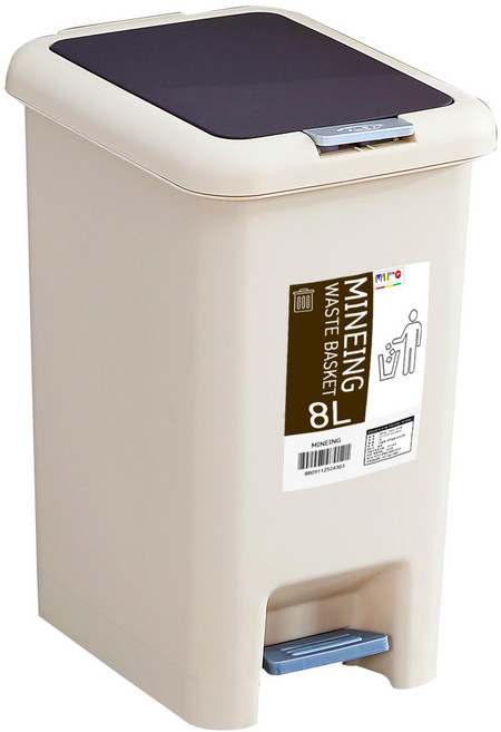 마이닝 원터치 페달 휴지통 8L, 베이지