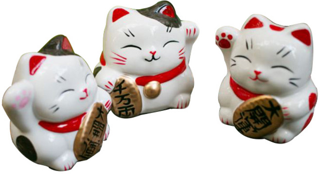 갓샵 손흔드는 복고양이 냥코센세 저금통 인형 3종 세트, 무늬고양이, 하얀고양이, 1세트