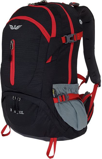 그라트 등산배낭 KERNIG 32L + 방수 커버, 검정색 + 빨강색