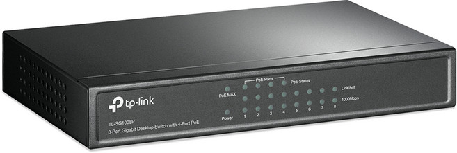 티피링크 8포트 기가비트 데스크탑 PoE 스위칭허브, TL-SG1008P, 1개[출고]_ma