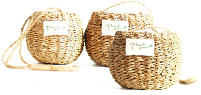 도시정원 라탄 왕골 행잉 바구니 3p