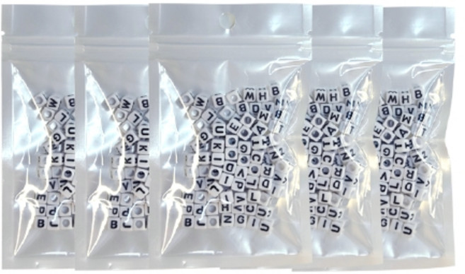 리니팜 화이트블랙 사각 알파벳 비즈 DIY 키트, 혼합색상, 5개