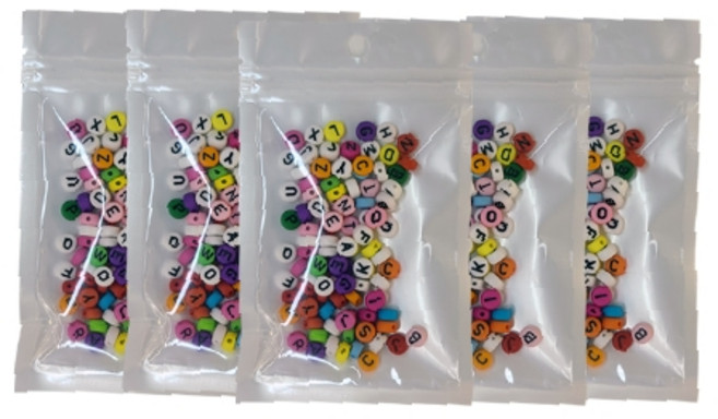 리니팜 비비드 블랙 원 알파벳 비즈 DIY 키트, 혼합색상, 5개