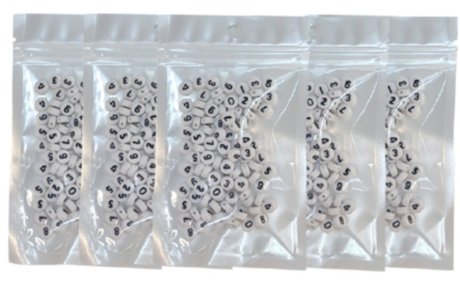 리니팜 화이트블랙 원 숫자 비즈 DIY 키트, 혼합색상, 5개