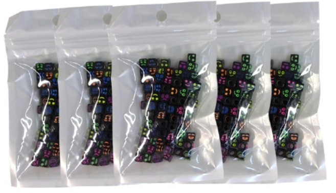 리니팜 블랙형광컬러 사각 이모티콘 비즈 DIY 키트, 혼합색상, 5개