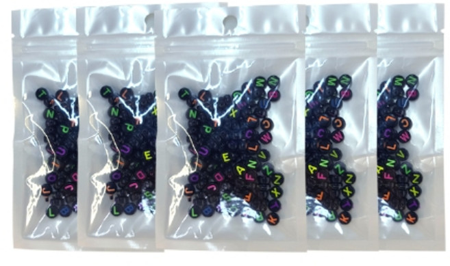 리니팜 블랙화이트 형광 원 알파벳 비즈 DIY 키트, 혼합색상, 5개