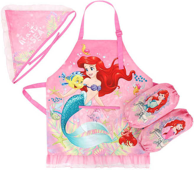 디즈니프린세스 인어공주 버블 앞치마 + 토시 + 두건 PN076