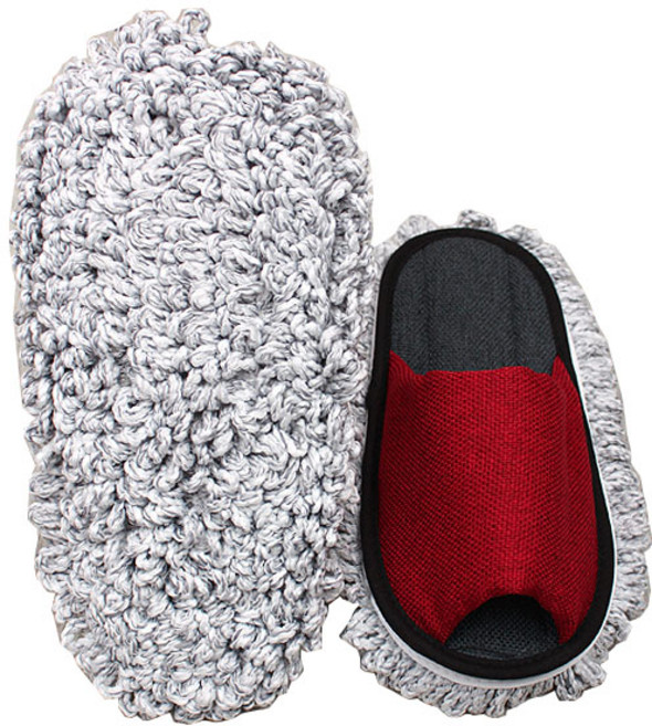 엘키 탈부착 가능한 청소슬리퍼 자가드, 1세트, 레드