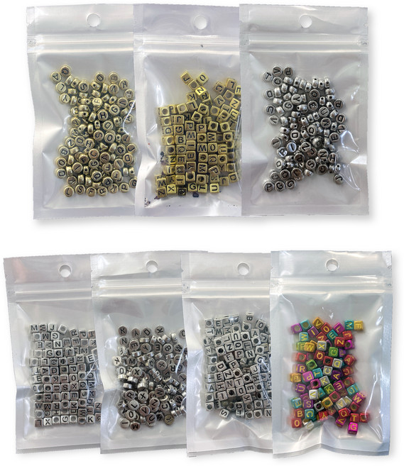 메탈알파벳 비즈 7종 세트, 혼합색상, 1세트