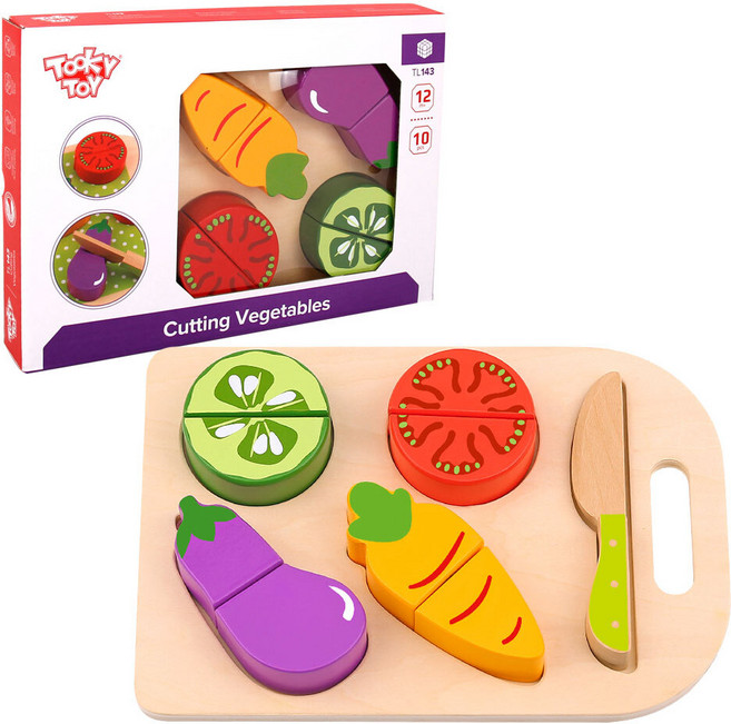 투키토이 원목 야채자르기 소꿉놀이 6종 세트 TL143, 혼합색상, 1개