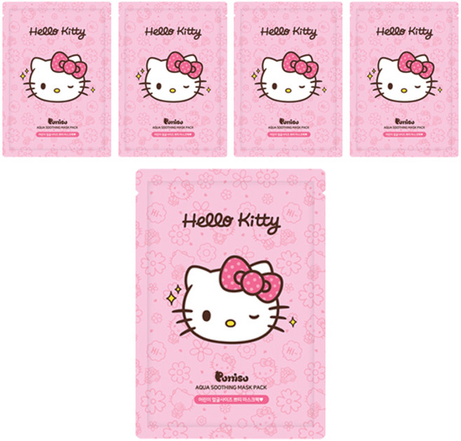 뿌띠슈 헬로키티 어린이용 아쿠아 수딩 마스크팩, 20ml, 5개