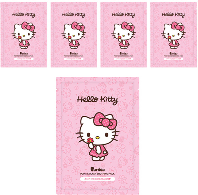 뿌띠슈 헬로키티 어린이용 포인트 스티커 수딩팩, 18ml, 5개