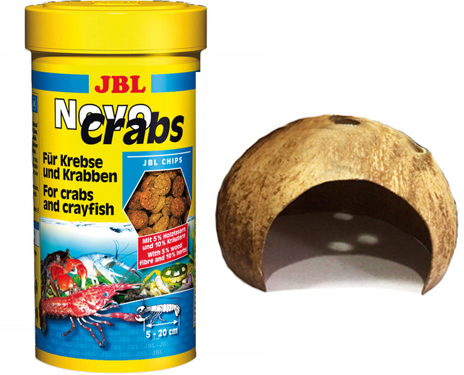 JBL 노보 크랩 가재 갑각류 사료 250ml + 코코 은신처 세트, 1세트