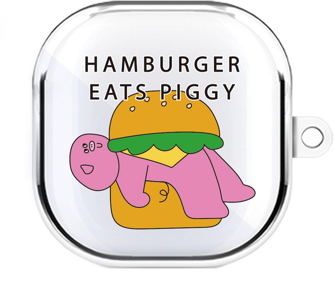 원베스트 갤럭시 버즈 라이브 /버즈2 투명젤리 디자인 케이스 B, 햄버거피기