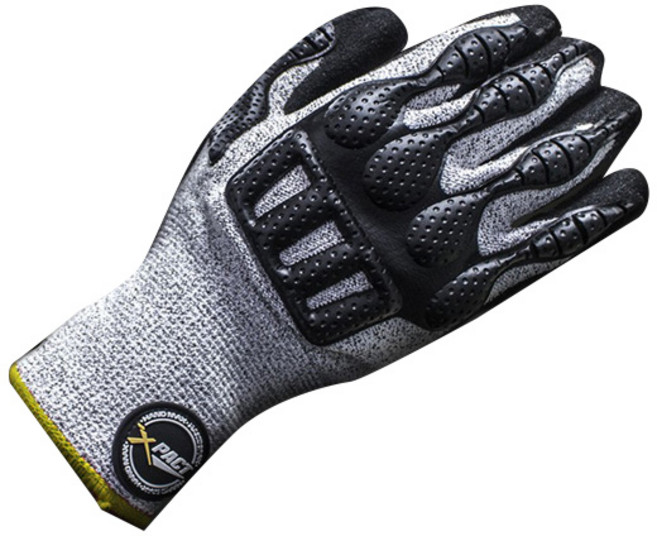 핸드맥스 엑스팩트 충격방지장갑 L, 회색 + 옐로우, 1세트