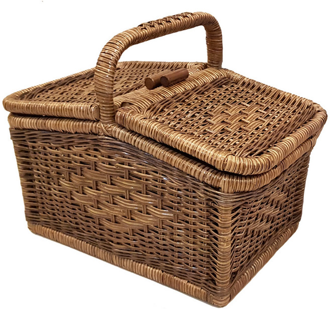 큐티 필 라탄 피크닉 바구니 F405M 중 40 x 25 x 24 cm, 혼합색상, 1개