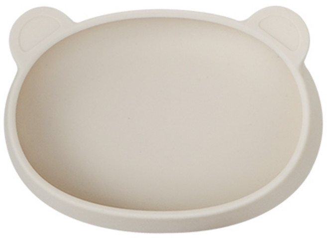 블루마마 실리콘 곰돌이 플레이트 유아식기, 크림, 1개
