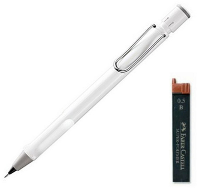 LAMY 사파리 샤프 샤이니화이트 + 샤프심 B 랜덤발송, 0.5mm, 1개