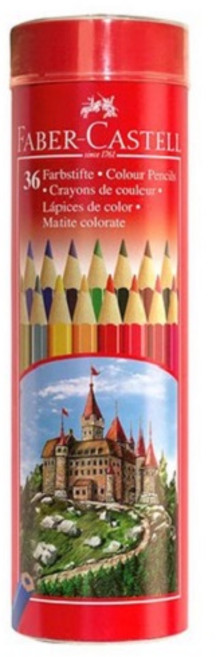 FABER-CASTELL 輝柏 圓形鐵盒油性色鉛筆, 36色, 1組