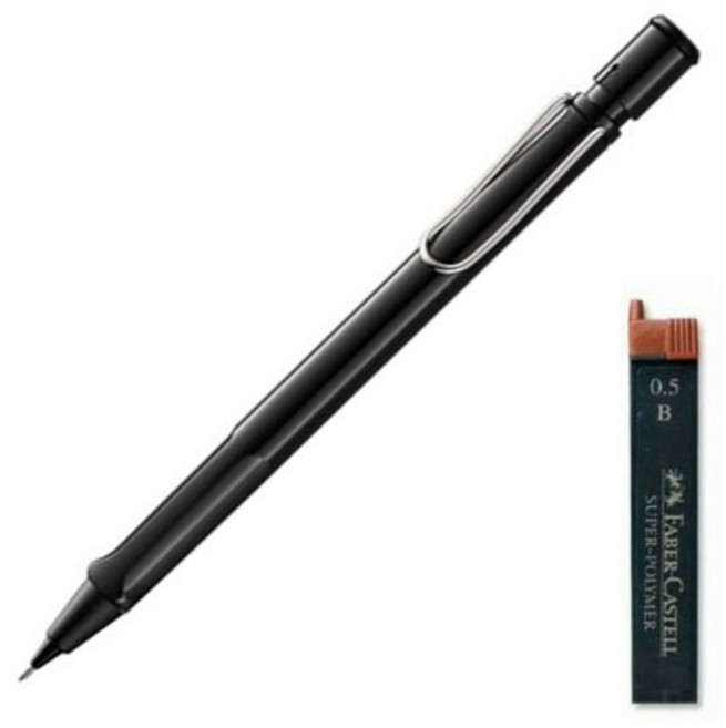 LAMY 사파리 샤프 샤이니블랙 + 샤프심 랜덤발송 세트, 0.5mm, 1세트