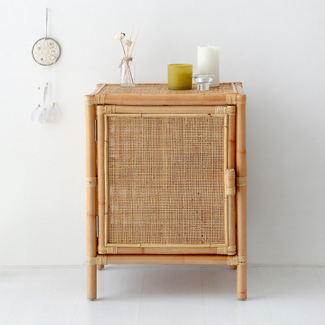 마켓비 PASAR 1문 라탄 수납장 500650 CR0048, 오크색