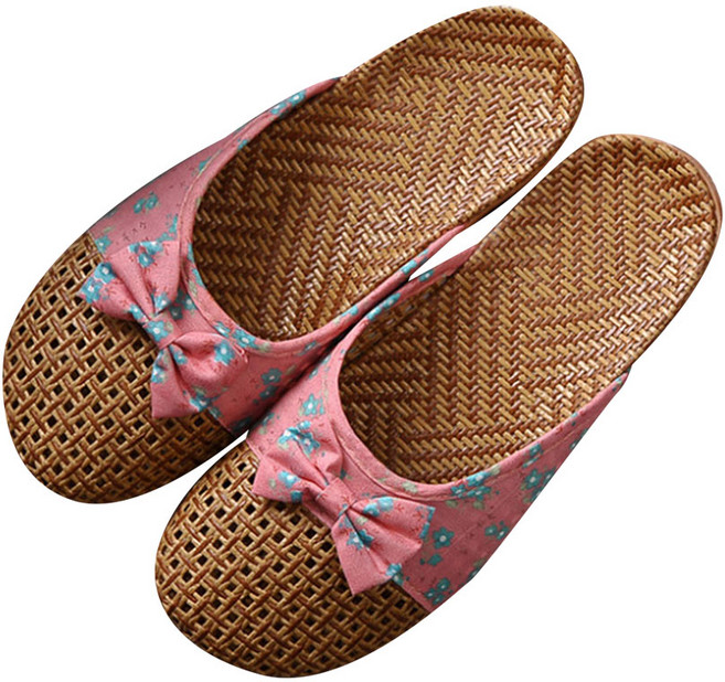 앤티스 썸머 라탄 논슬립 여성 거실화, 진핑크, 1개