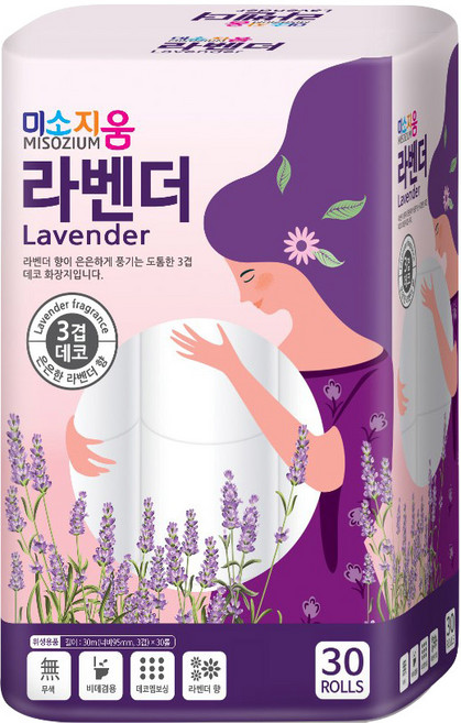 미소지움 라벤더 3겹 화장지, 30m, 30롤, 1개
