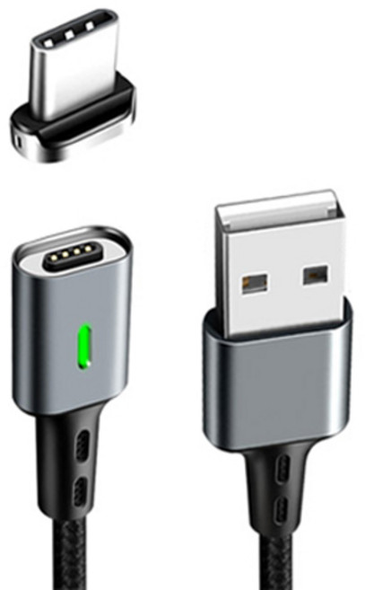 아이엠듀 마그네틱 자석 고속충전 케이블 M3 + C타입 커넥터, 그레이, 1개, 50cm