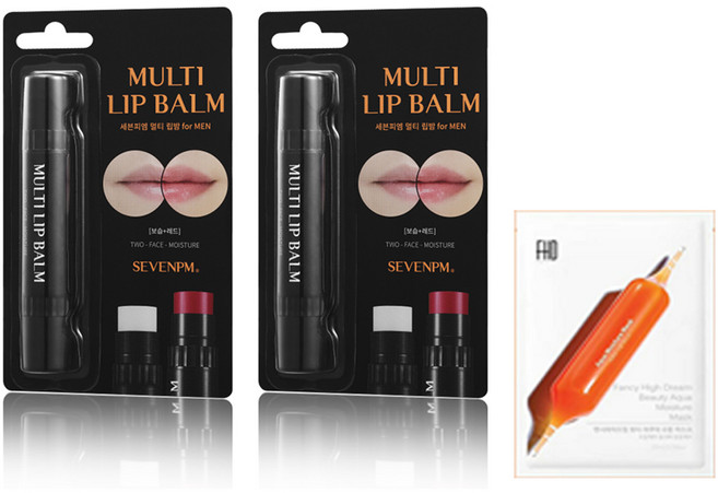 세븐피엠 2in1 멀티 립밤 2p + FHD 마스크팩, 1개