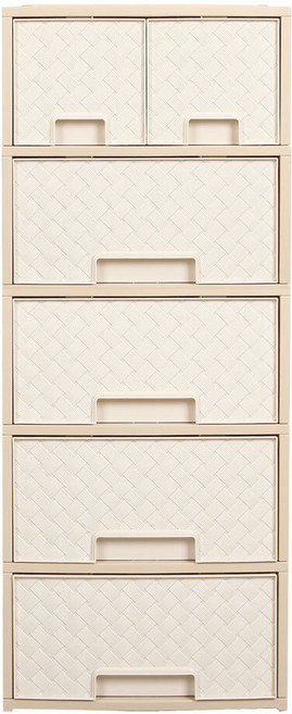 미니 플라스틱 서랍장 라탄 큐티 클래식 5단, 아이보리, 1개