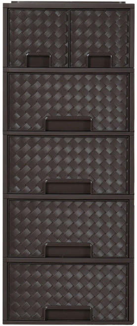 미니 플라스틱 서랍장 라탄 큐티 클래식 5단, 브라운, 1개