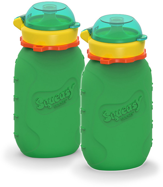 스쿼이지 푸드파우치 유아 실리콘 물병, 그린, 180ml, 2개