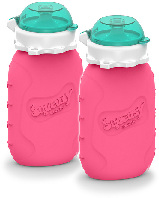 스쿼이지 푸드파우치 유아 실리콘 물병, 핑크, 180ml, 2개