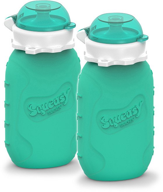 스쿼이지 푸드파우치 유아 실리콘 물병, 아쿠아, 180ml, 2개