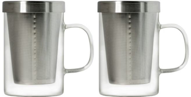 TEADOYO 居家咖啡館 不鏽鋼濾茶馬克杯 G107 500ml, 2個, 透明