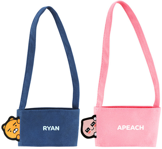 KAKAO FRIENDS 角色探頭造型飲料提袋 2入, Ryan+Apeach, 1組
