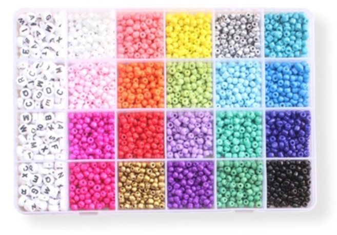 리니팜 알파벳 시드비즈 2종 24칸 세트 4mm, 혼합색상, 1세트