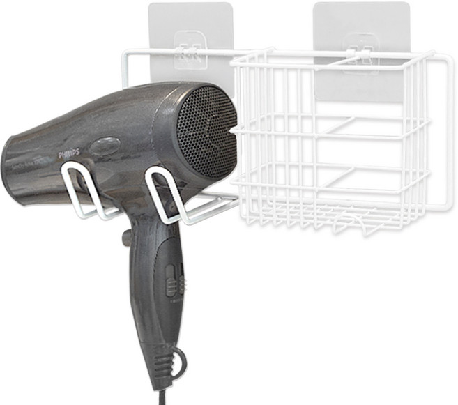 브리사 무타공 접착 욕실 드라이기거치대 장폭, 화이트, 1개