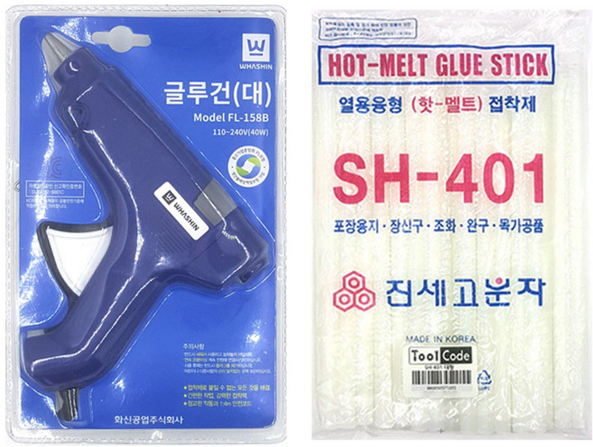 화신 글루건 대형 40W + 핫멜트 30개 세트, 1세트