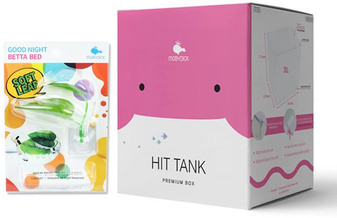 모비딕 히트 탱크 수조 + 잘자요 나뭇잎 베타 침대 세트, 혼합색상, 1개