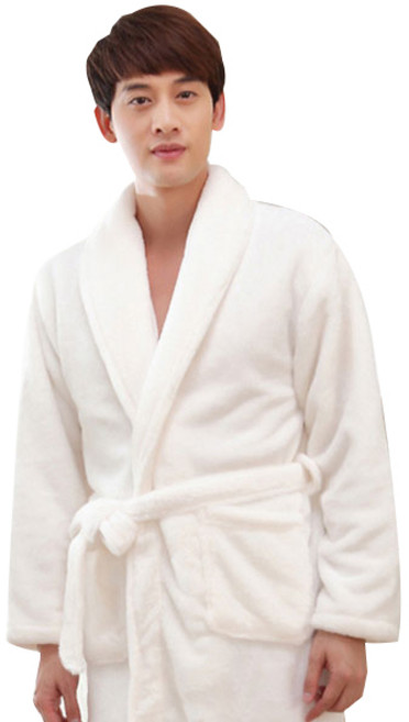 러브핑코 남성용 극세사 샤워가운, 아이보리, 1개