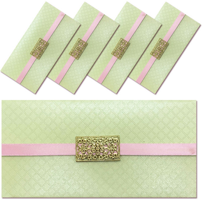 高級金屬配件零用錢信封 S2, 白色, 5個