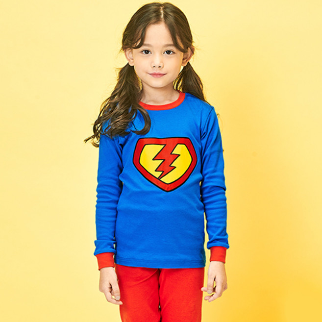 유니프랜드 아동용 슈퍼히어로 오가닉 30수 후라이스 9부 실내복 상하세트