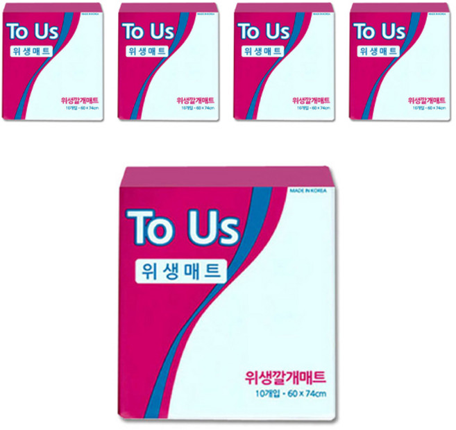 투어스 위생 깔개 매트 600 x 750 mm, 5개, 10매입