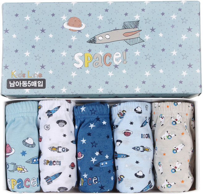 키즈라인 남아용 스페이스 삼각팬티 5매입 세트