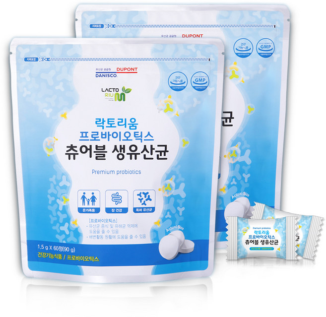 LACTO RIU M 乳酸益生菌咀嚼錠, 60顆, 2袋