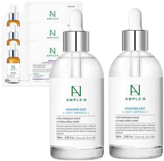 앰플엔 히알루론샷 라이트 앰플 100ml 2p + 펩타이드샷 마스크팩 3p, 1개
