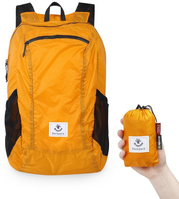 4몬스터 등산 초경량 휴대용 폴딩 백팩 24L, 오렌지