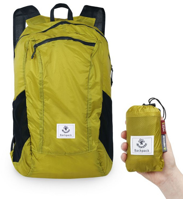 4몬스터 초경량 휴대용 폴딩 등산 백팩 24L, 애플그린