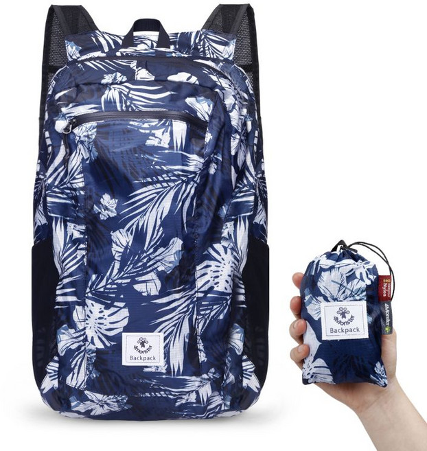 4몬스터 초경량 휴대용 폴딩 등산 백팩 24L, 하와이안블루